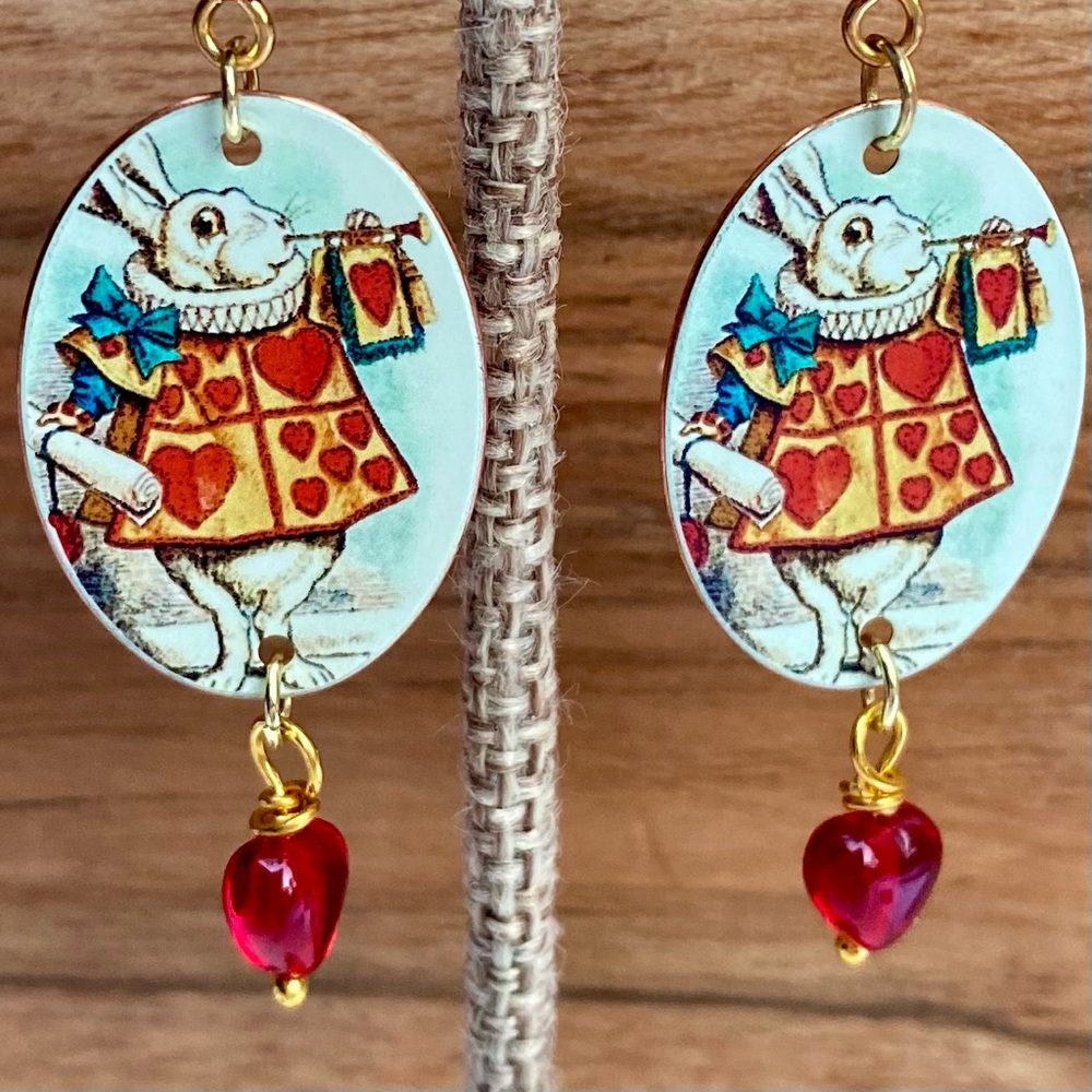 Alice In Wonderland White Rabbit Earrings - Picture 4 of 5